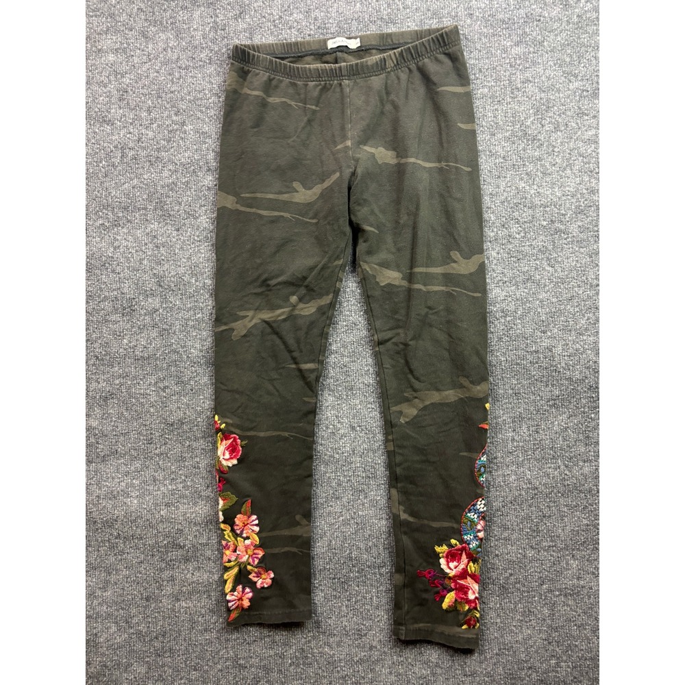JW Johnny Was Los Angeles Mei Leggings Women S Green Floral Snake Embroidered